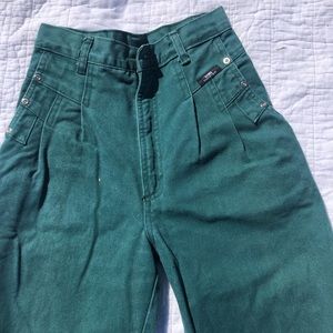 OZARK MOUNTAIN Jeans, Vintage 80s, Dark Green, High Waist, 2 pockets